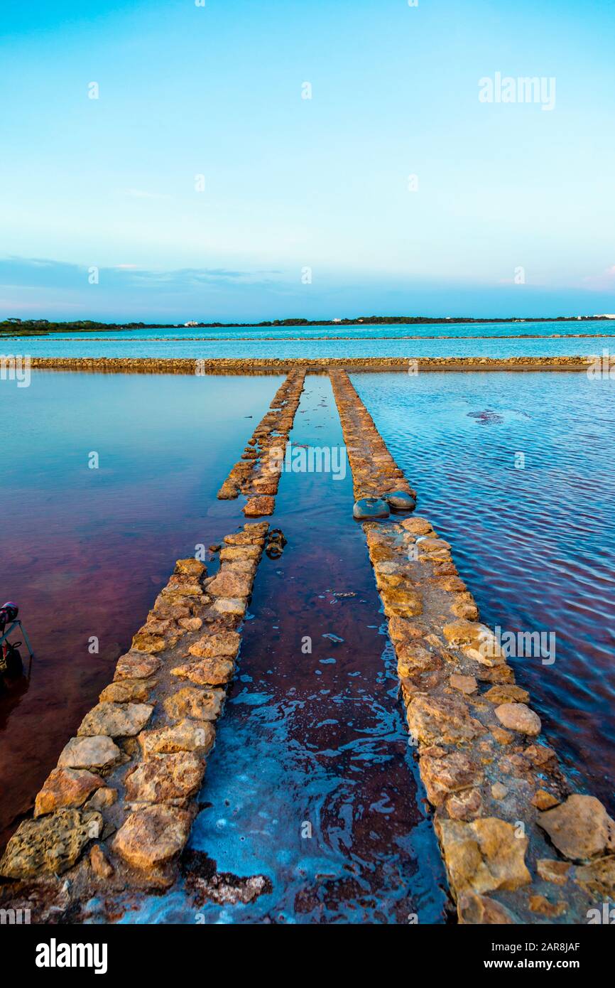 Salt flats (Ses Salines de Formentera) Formentera, Spain Stock Photo