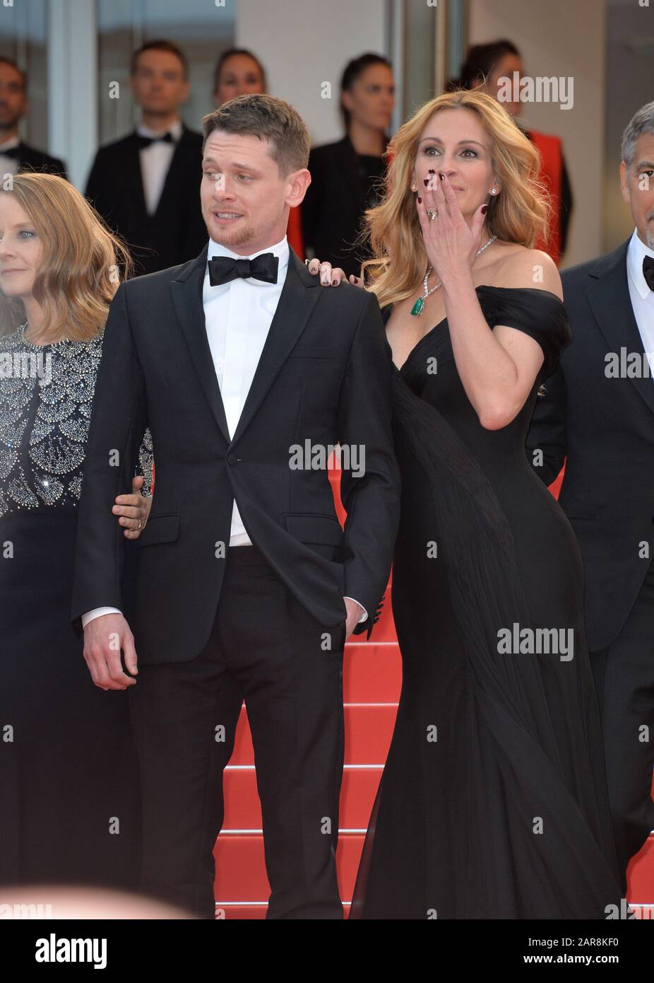 CANNES, FRANCE - MAY 12, 2016: Actors Jack O'Connell & Julia Roberts at the gala premiere for 'Money Monster' at the 69th Festival de Cannes. Stock Photo