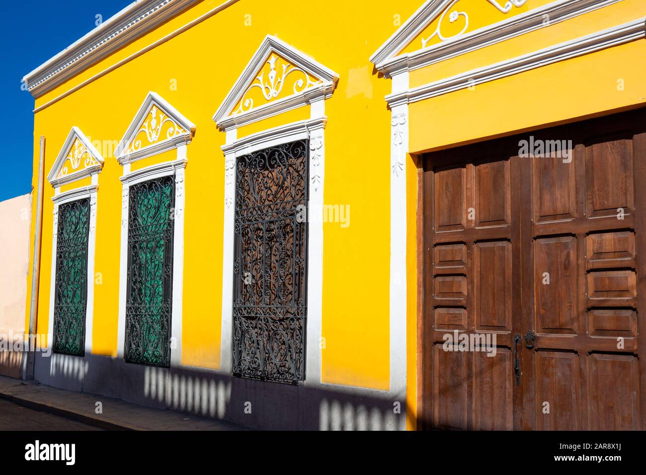 Scenic colorful colonial Merida streets in Mexico, Yucatan Stock Photo ...