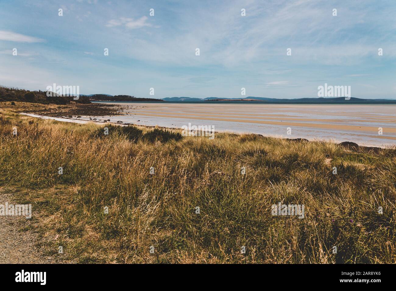 landscape of Dunalley Beach in the Tasman Peninsula in Tasmania