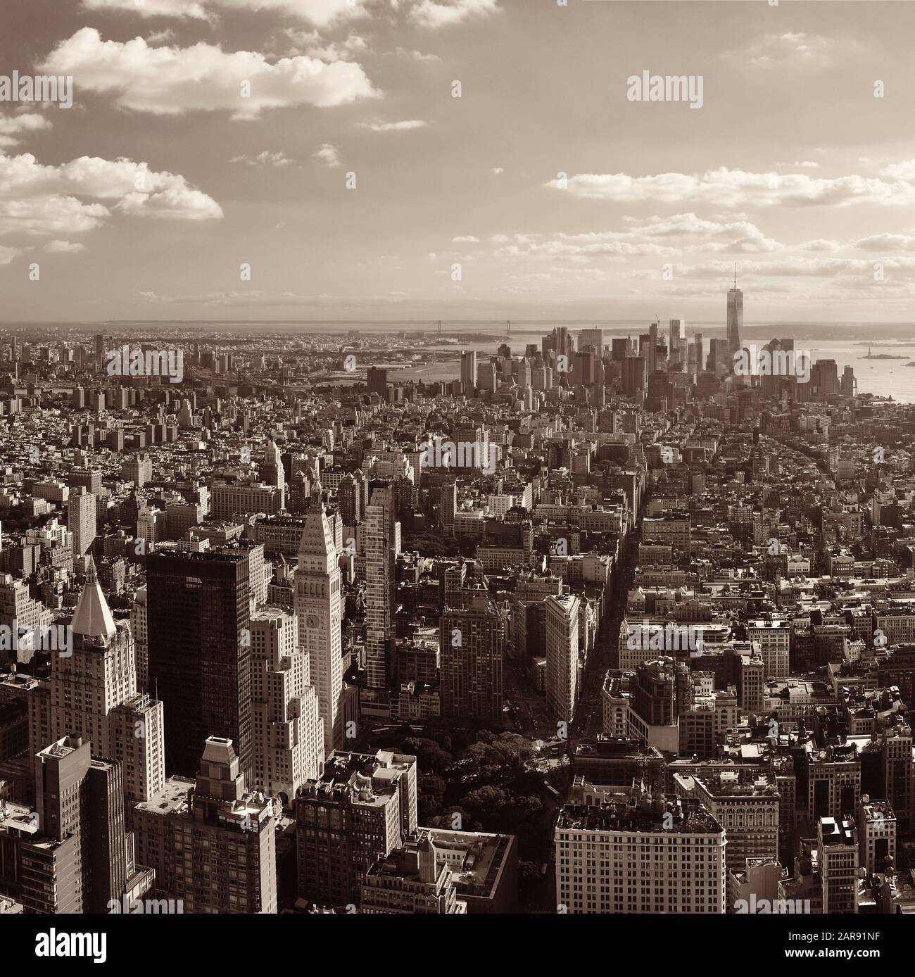 New York City downtown skyline view Stock Photo - Alamy