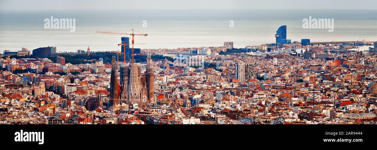 Barcelona skyline view with city buildings in Spain Stock Photo - Alamy