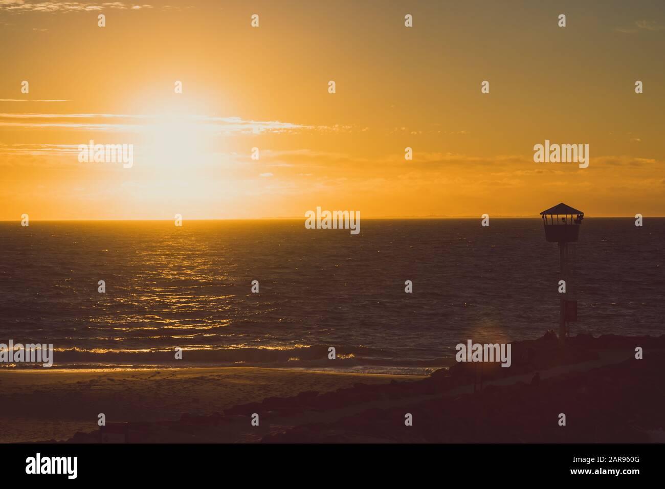 PERTH, WESTERN AUSTRALIA January 8th, 2020 view of the sunset over the Indian Ocean at City