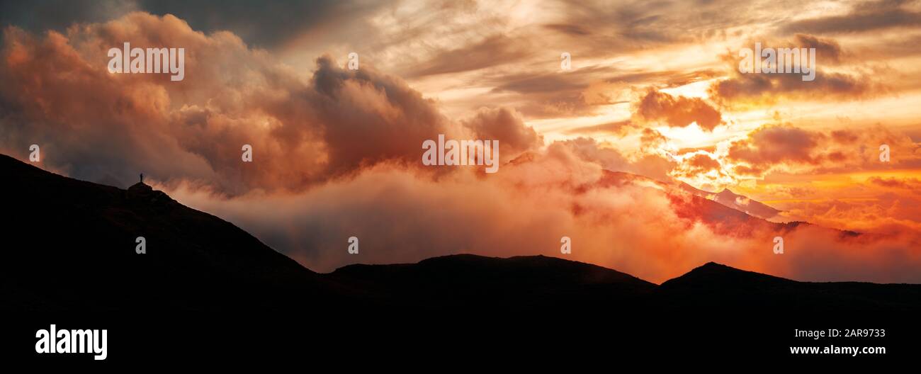 Dolomites sunrise natural landcape in North Italy Stock Photo - Alamy