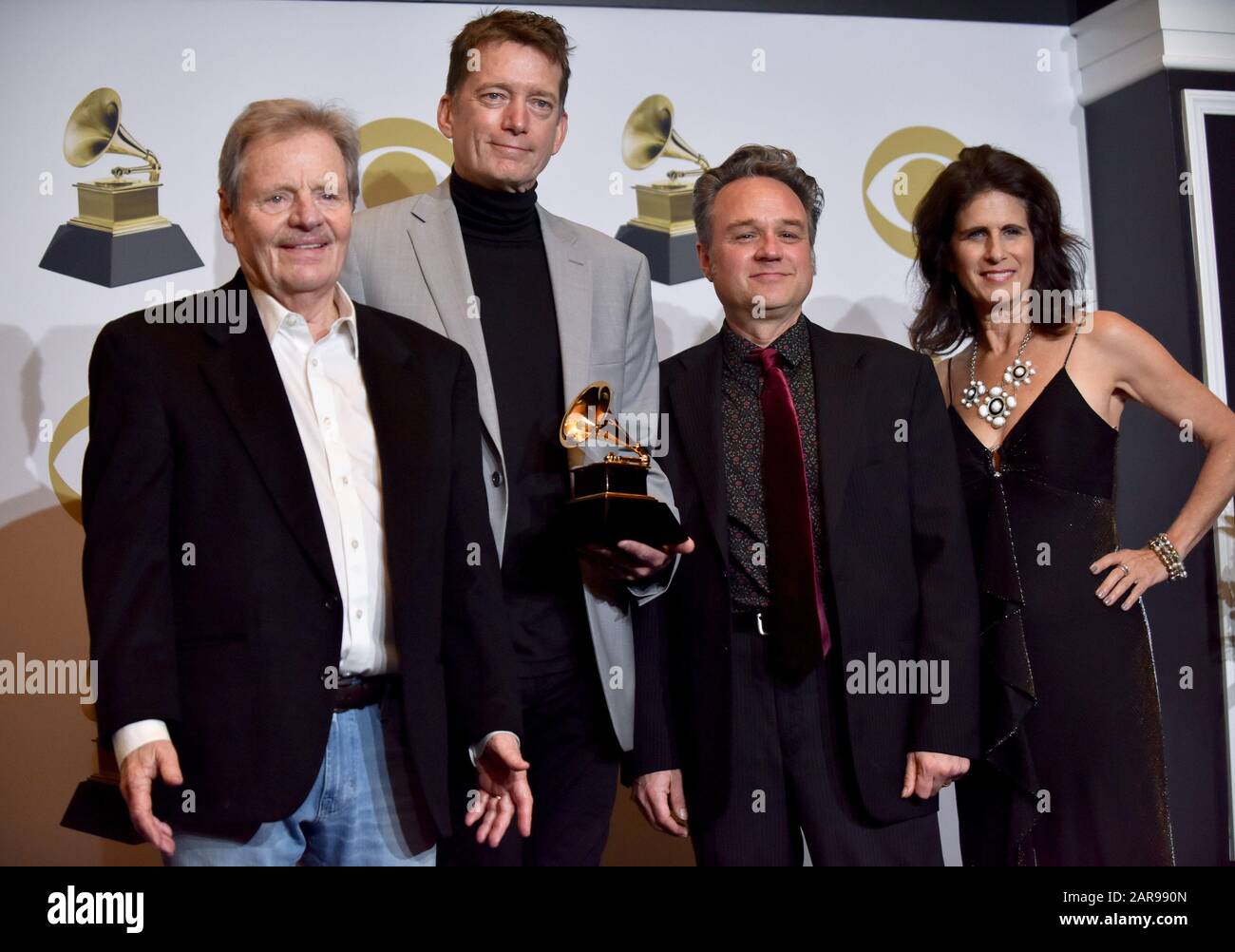 Los Angeles, CA, USA. 26th Jan 2020. Delbert McClinton & Self-Made Men   Dana appear backstage with their award for Best Traditional Blues Album for 'Tall, Dark & Handsome, ' during the 62nd annual Grammy Awards held at Staples Center in Los Angeles on Sunday, January 26, 2020 . Photo by Jim Ruymen/UPI Credit: UPI/Alamy Live News Stock Photo