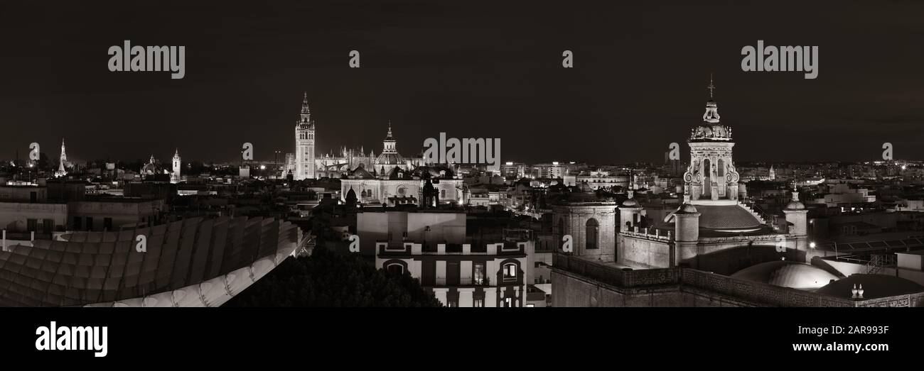 Seville city skyline black white hi-res stock photography and images ...