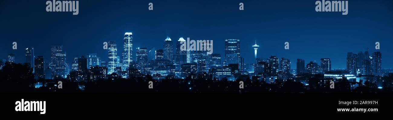 Calgary skyline in Alberta at night, Canada Stock Photo - Alamy