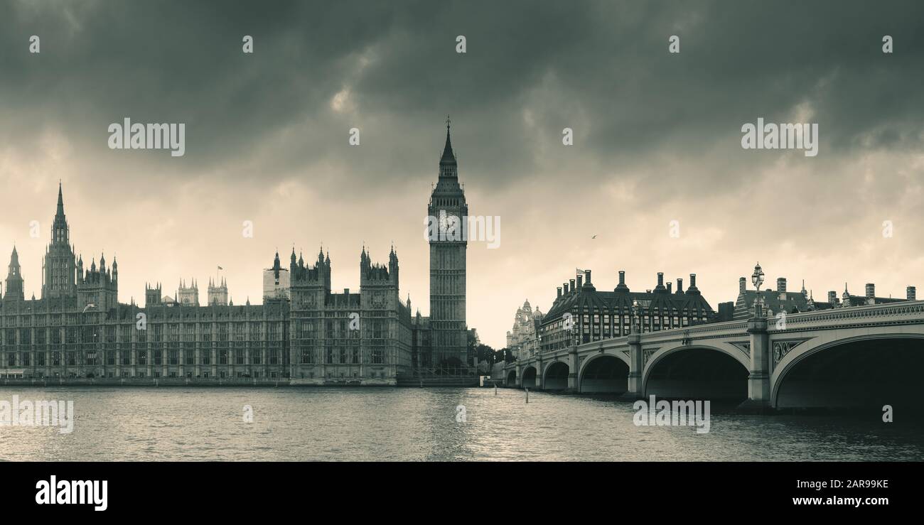 House of Parliament panorama in Westminster in London. Stock Photo