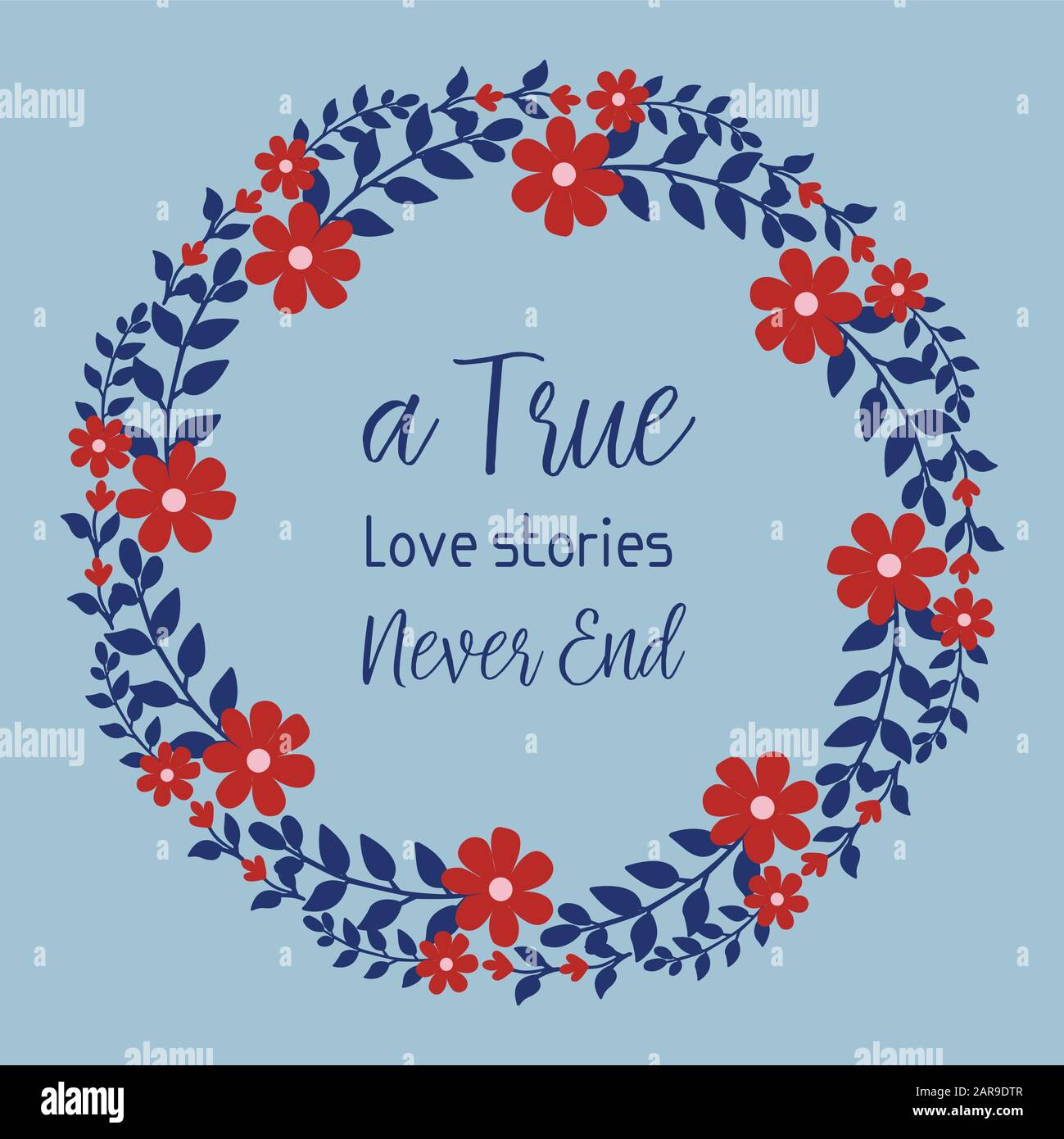 True love greeting card design, with beautiful ornate of leaf and