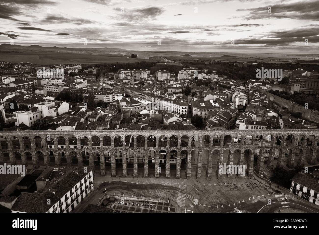 Segovia ancient Roman Aqueduct aerial view in Spain Stock Photo - Alamy