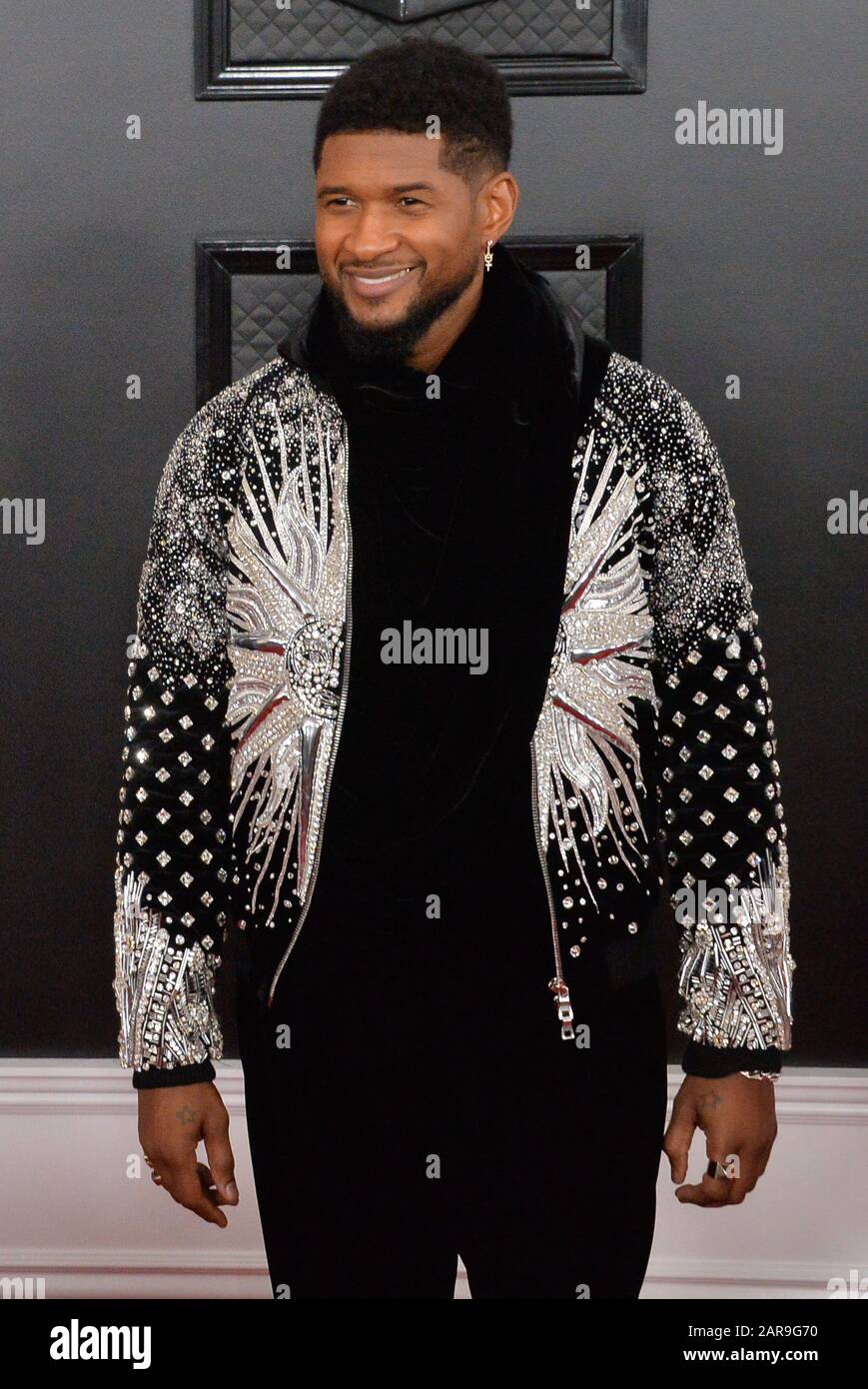 Los Angeles, USA. 26th Jan 2020. Usher arrives for the 62nd annual Grammy Awards held at Staples Center in Los Angeles on Sunday, January 26, 2020. Photo by Jim Ruymen/UPI Credit: UPI/Alamy Live News Stock Photo