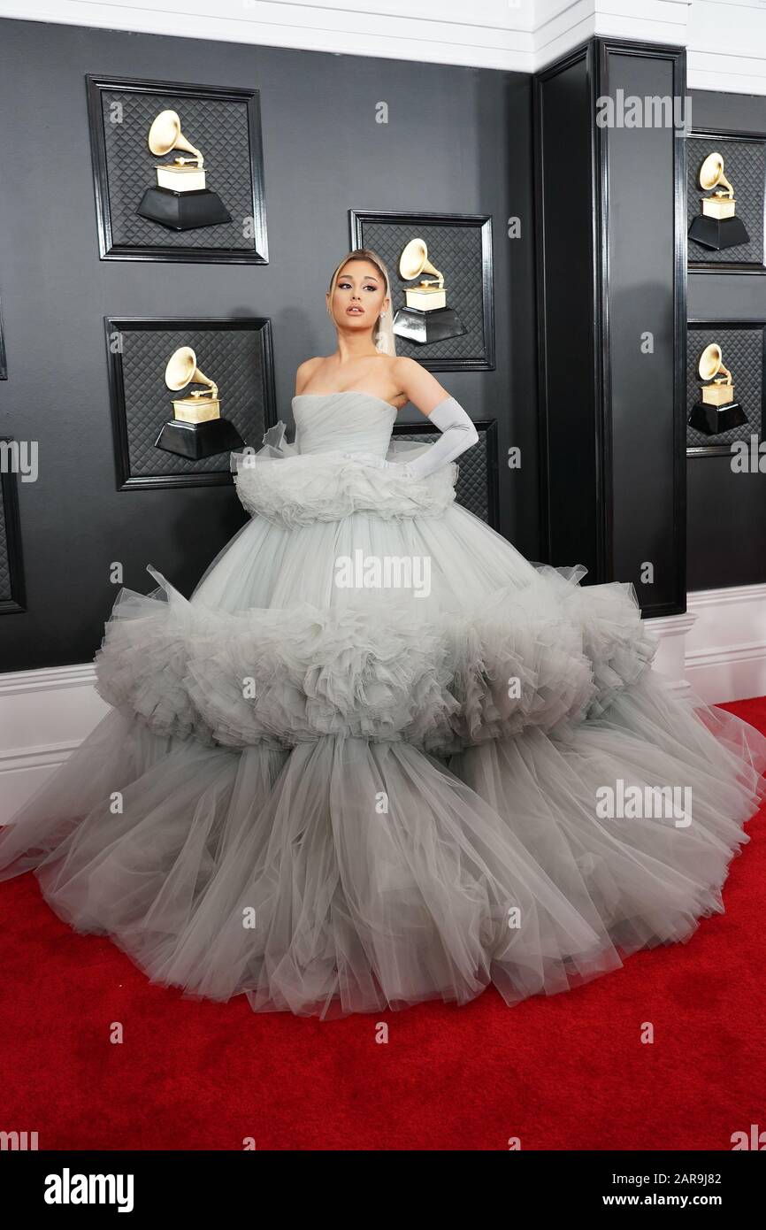 ariana grande red carpet grey dress 62nd grammy awards hi-res stock photography and images _badge_Final_Sale