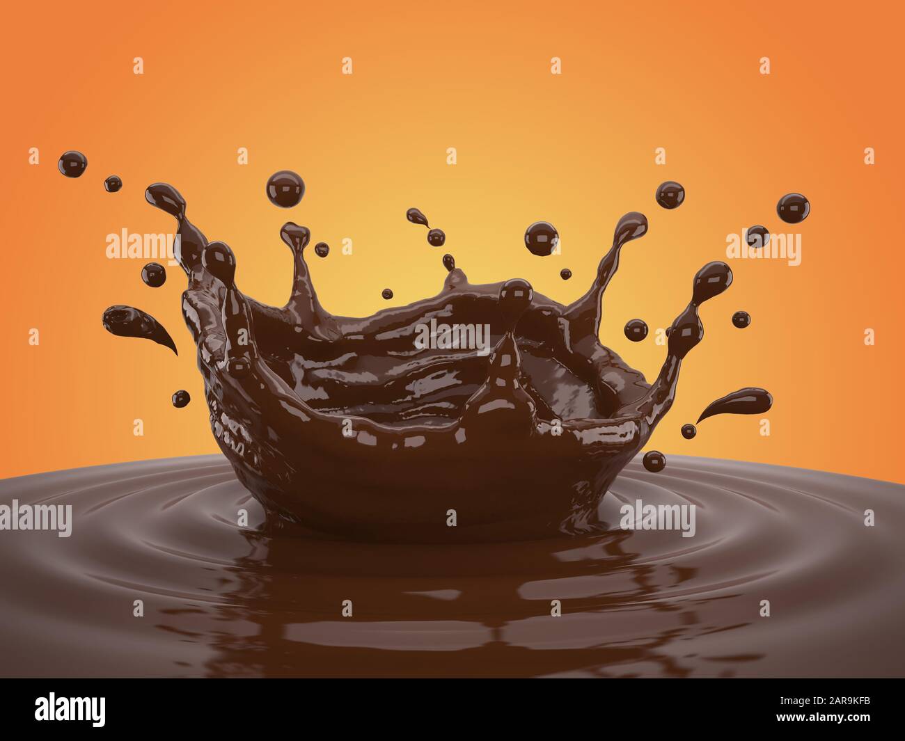 Download 3d Illustration Of Chocolate Splash On Gradient Yellow Background With Clipping Path Stock Photo Alamy Yellowimages Mockups