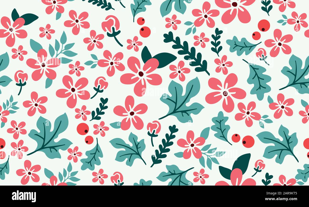 Christmas floral pattern background, with seamless leaf and flower ...