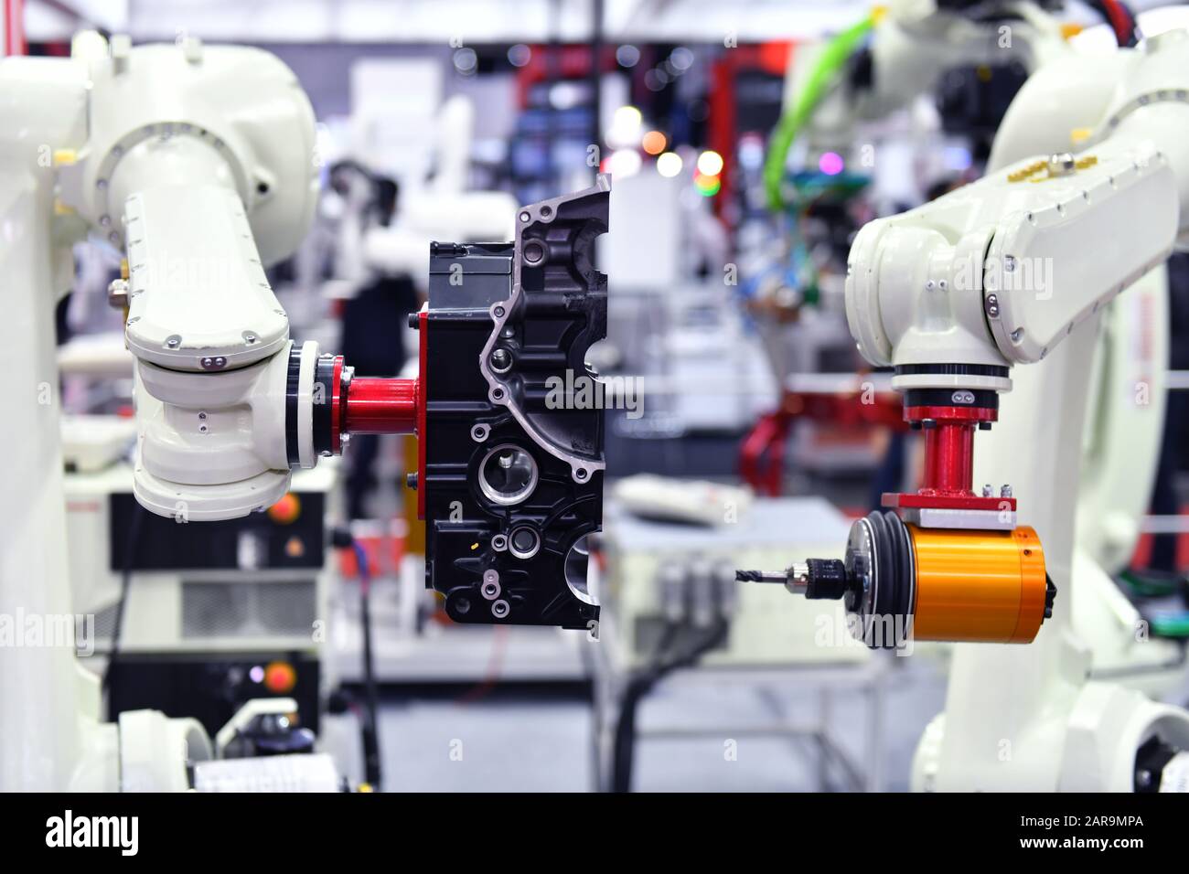 Modern robotic machine vision system in factory, Industry Robot concept . Stock Photo