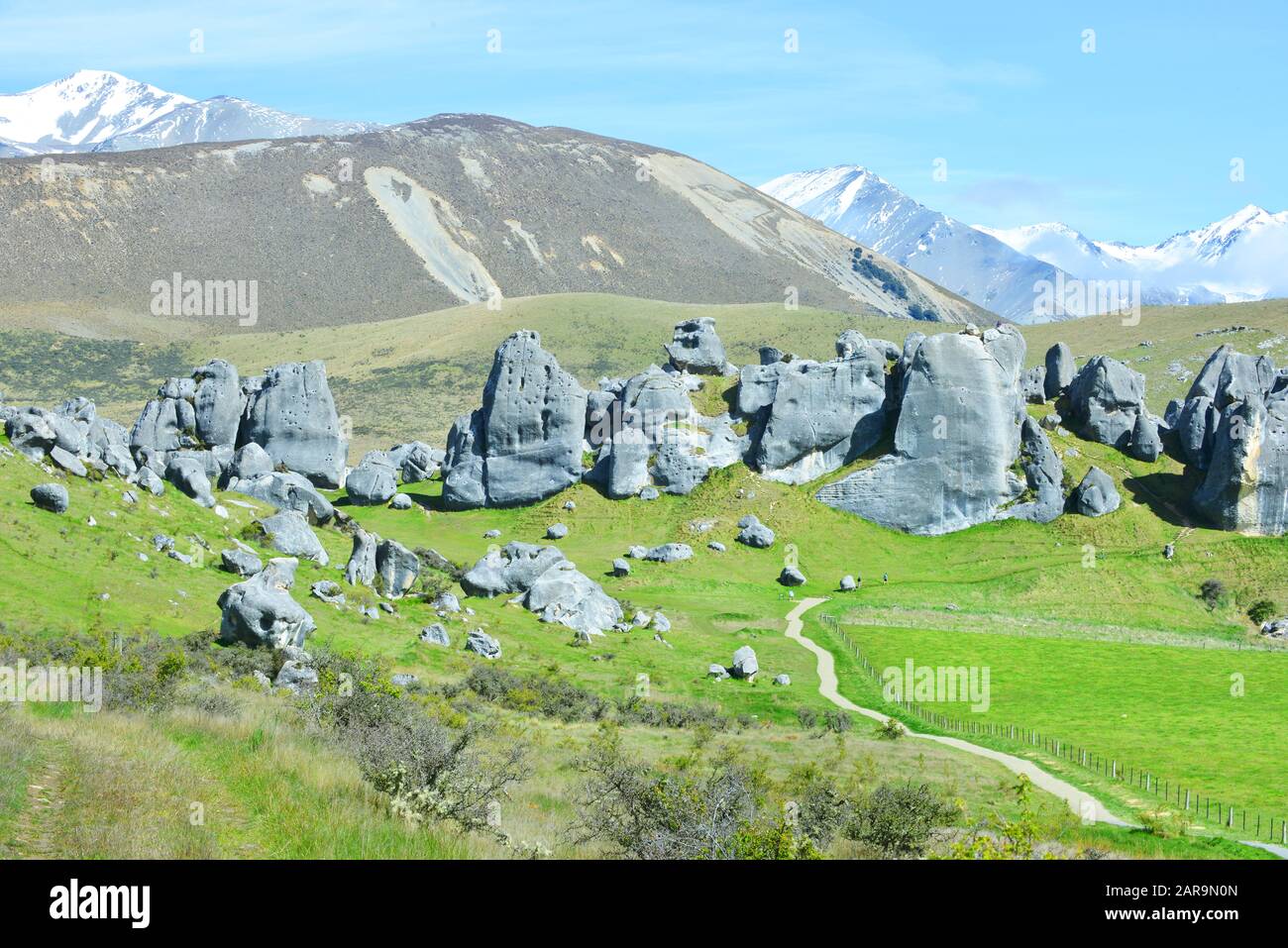 The Castle hill. Southern Alps. Arthurs Pass. New Zealand Stock Photo