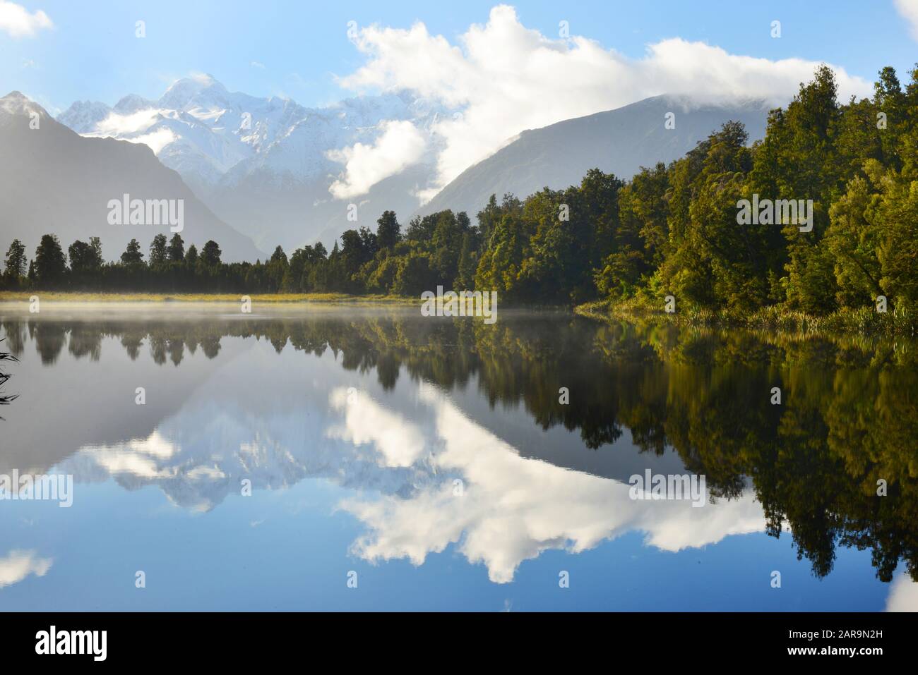 Reflection of Lake Matheson,South Island New Zealand Stock Photo - Alamy