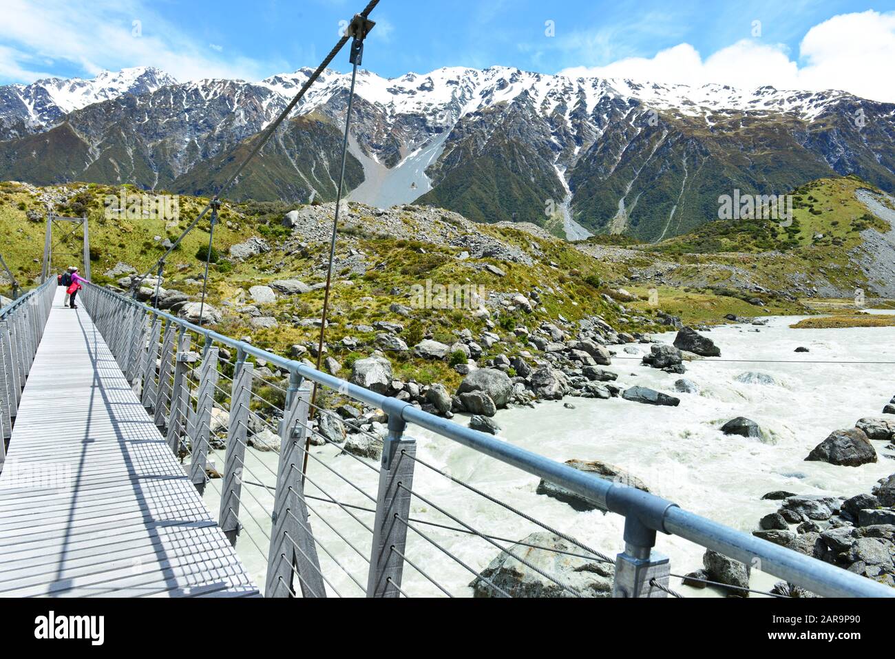 Beautiful view during walk to glacier in Mount Cook National Park, South Island, New Zealand Stock Photo