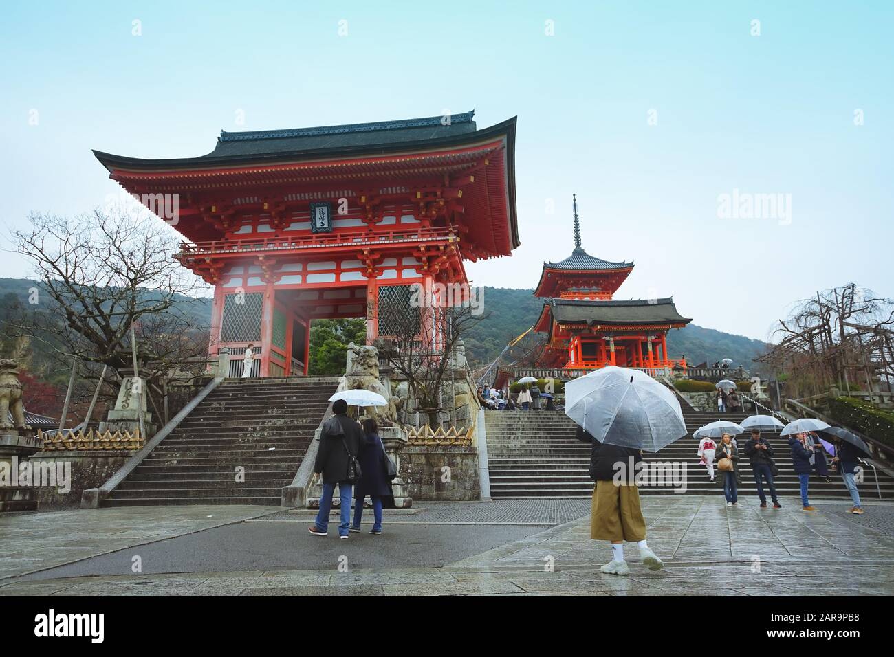 Kyoto, Japan - December 17, 2019 : Beautiful scene in Kiyomizu-dera Temple, Kyoto, Japan. Stock Photo