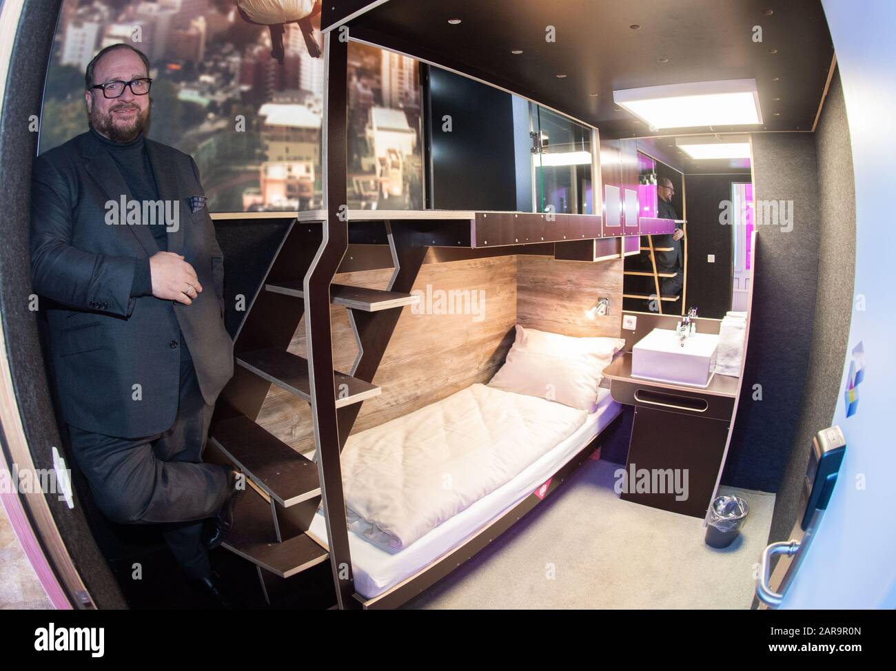 Hanover Germany 21st Jan Oliver Blume Inventor Of The Box Hotel In Hannover Is Standing