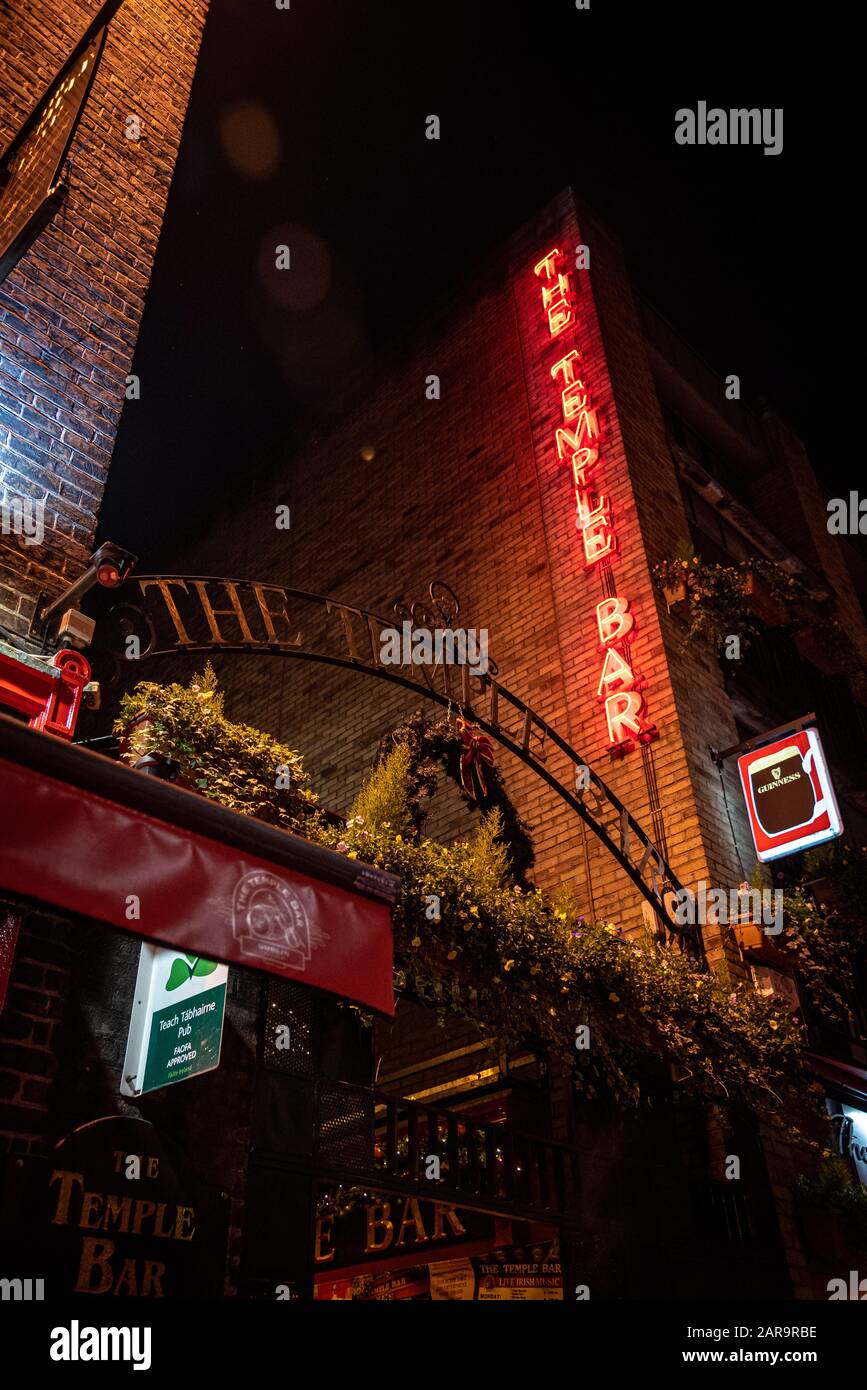 DUBLIN, IRELAND, DECEMBER 24, 2018 Temple Bar historic district, known