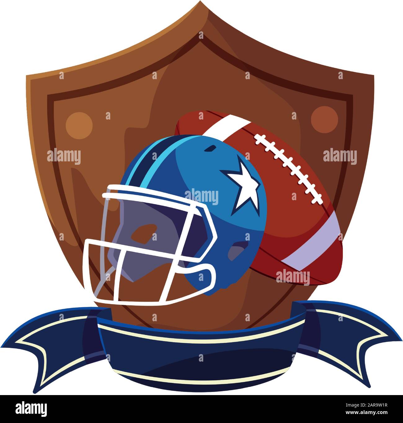 helmet and ball american football on shield vector illustration design ...