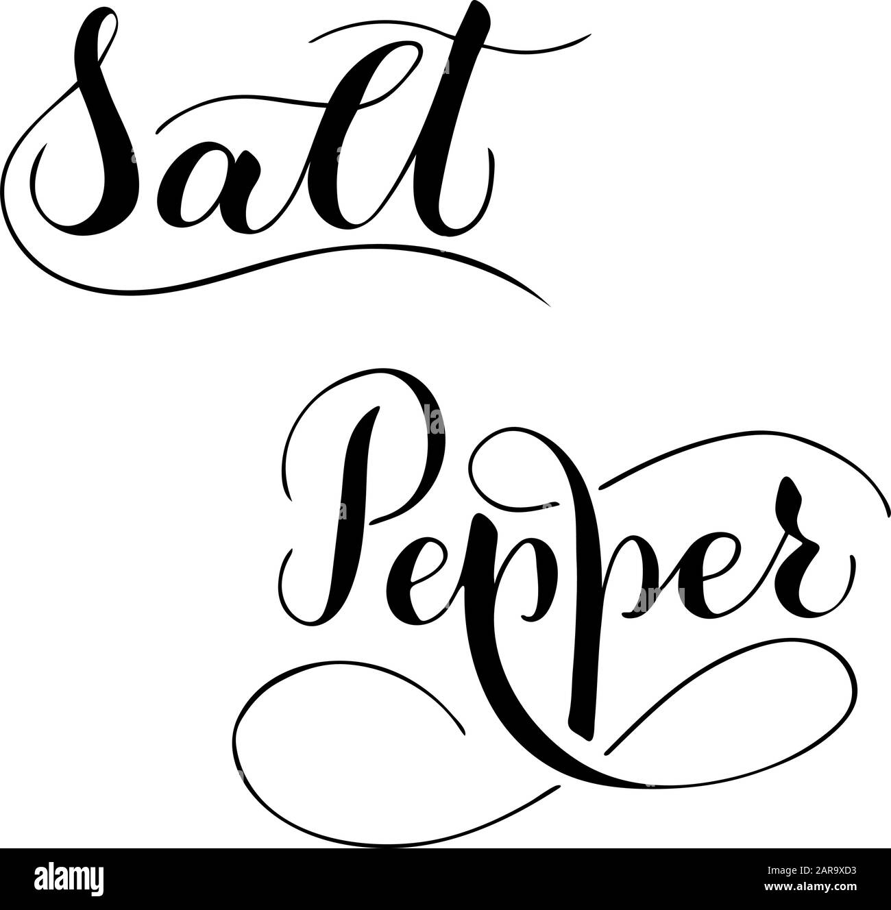 Vector hand written salt and pepper text isolated on white background ...