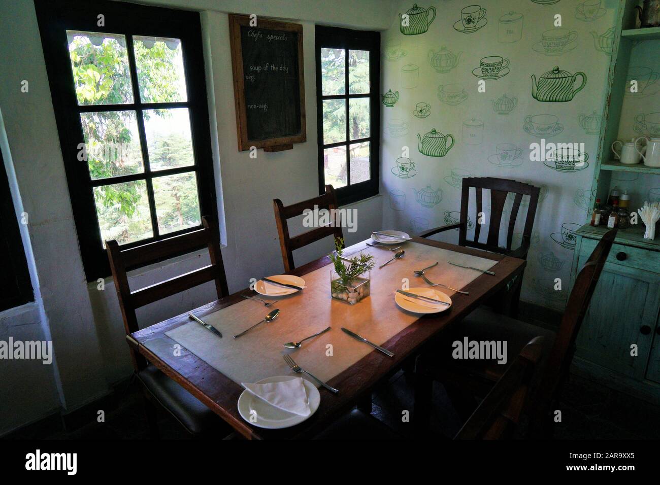Emily's dining room, Rokeby Manor, Landour, Mussoorie, Uttarakhand, India Stock Photo