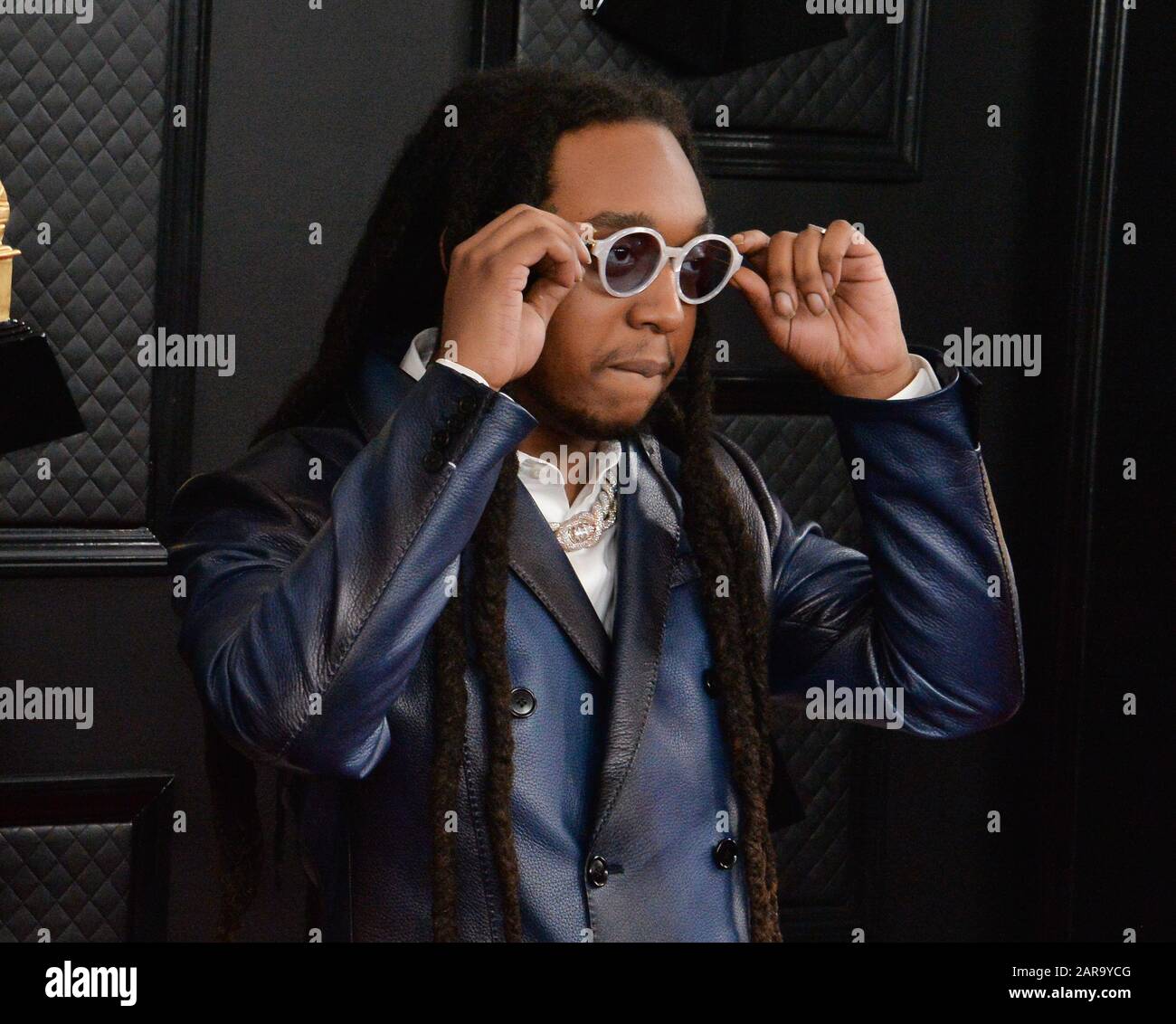 Los Angeles, USA. 26th Jan 2020. Takeoff arrives for the 62nd annual Grammy Awards held at Staples Center in Los Angeles on Sunday, January 26, 2020. Photo by Jim Ruymen/UPI Credit: UPI/Alamy Live News Stock Photo