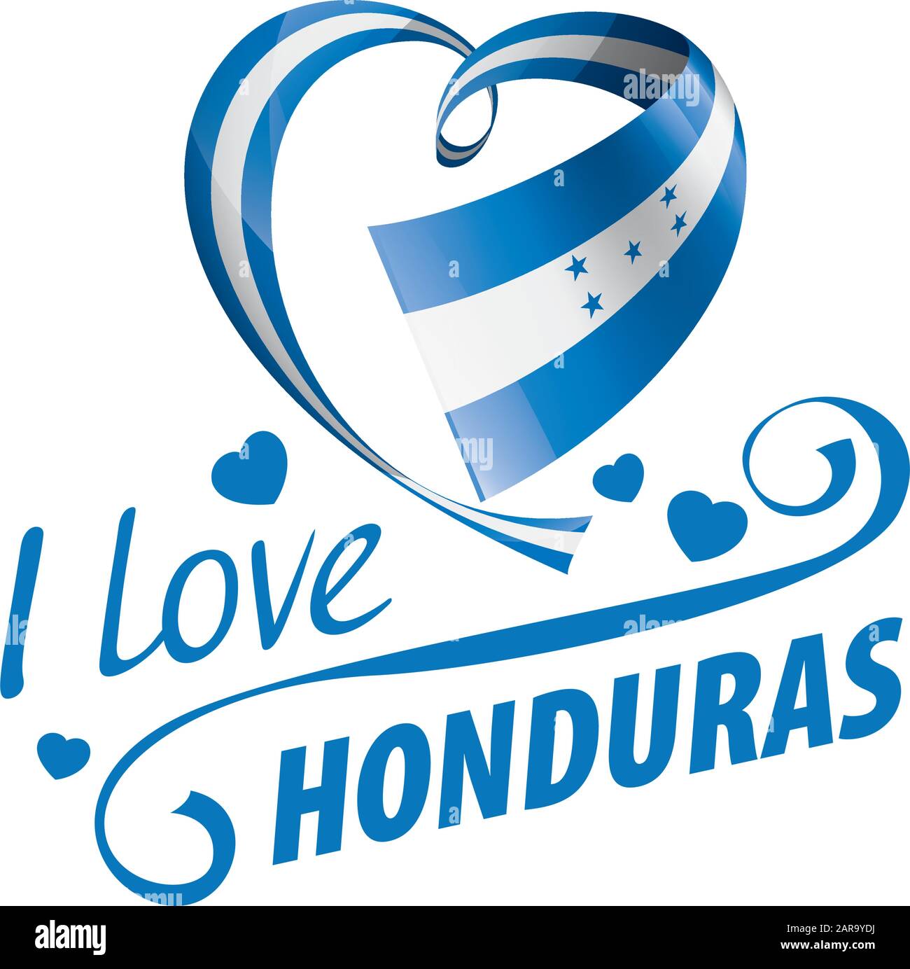 National flag of the Honduras in the shape of a heart and the