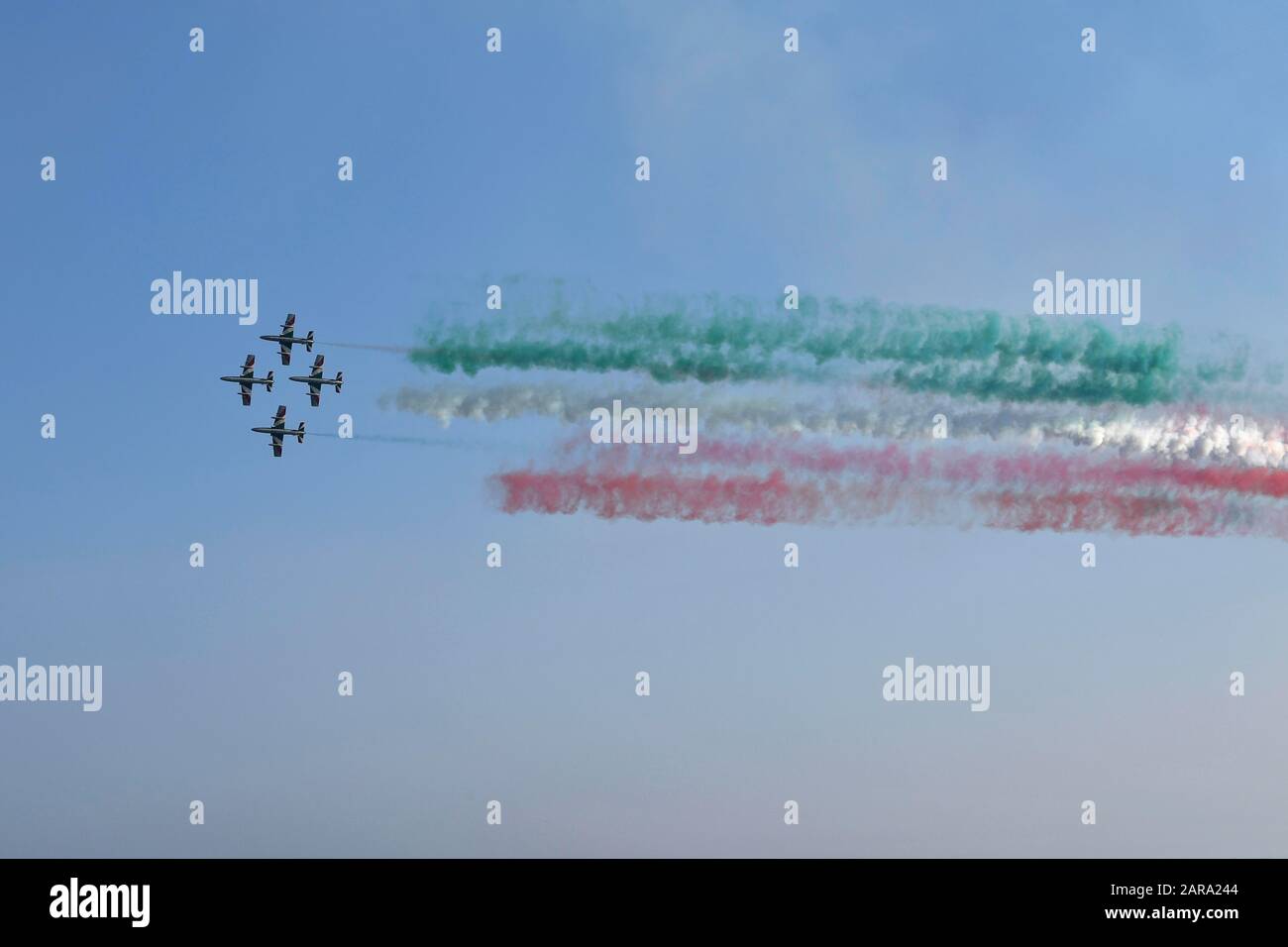 Italian Aerobatic Squadron, Frecce Tricolori, Air Show 2019, Lignano Sabbiadoro, Lignano, Adria, Friuli Venezia Giulia, Italy Stock Photo