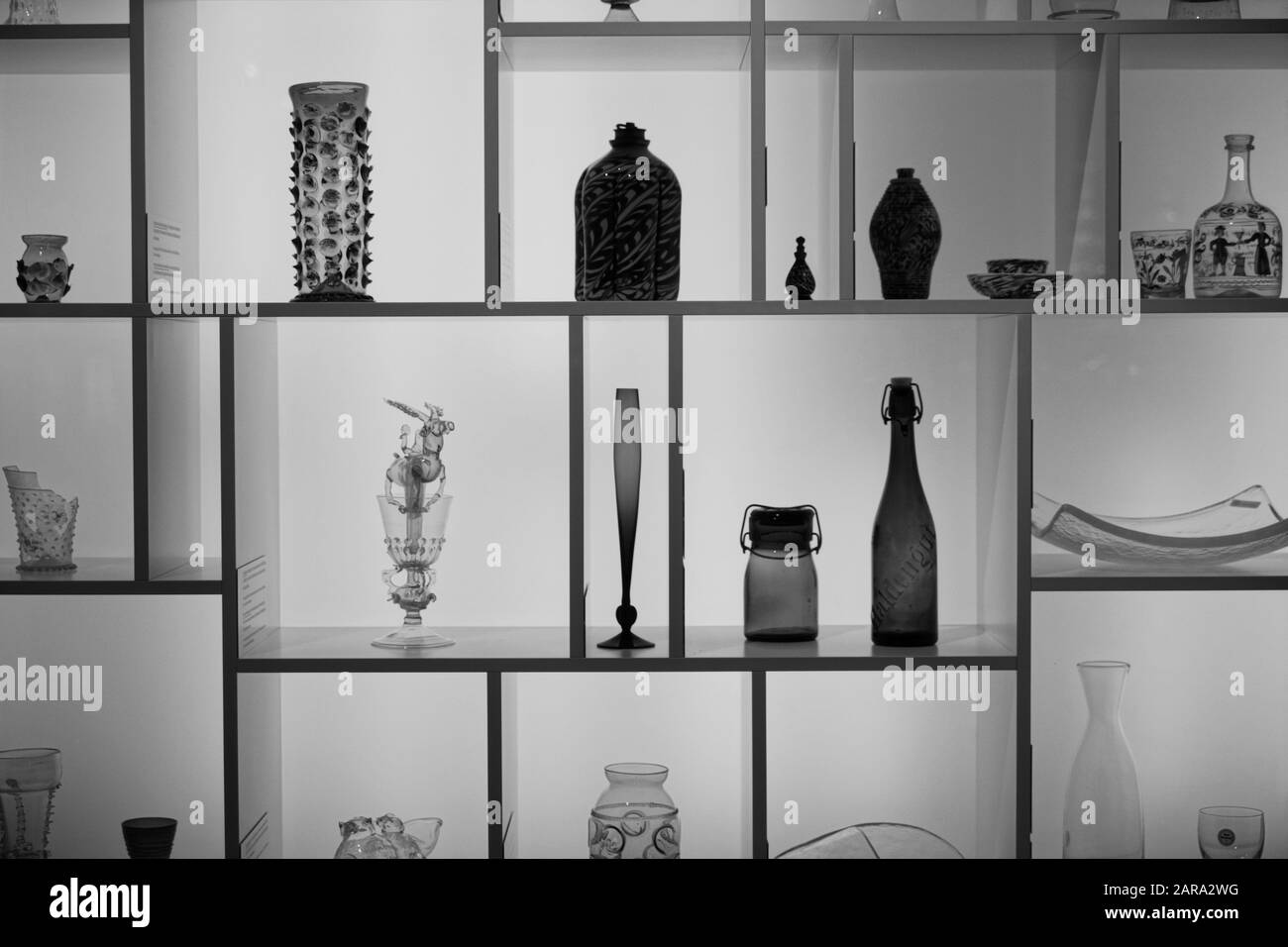Glass sculpture display, Museum, Zurich, Switzerland, Europe Stock