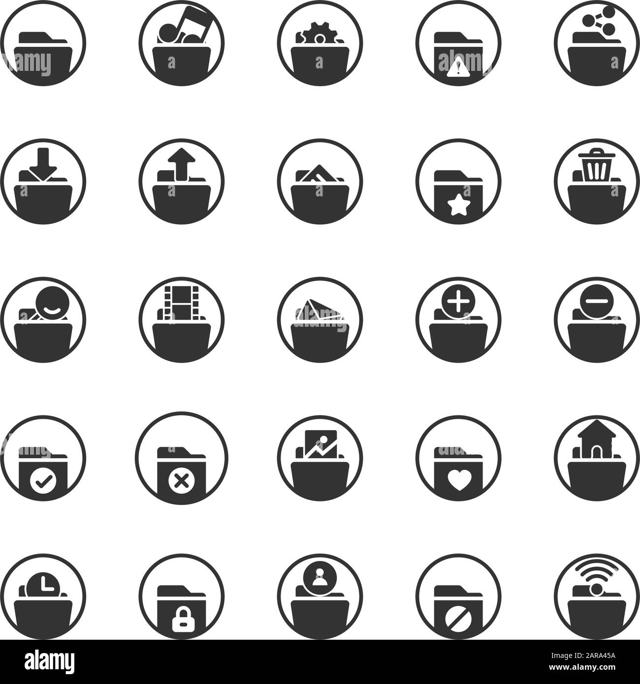 Folder solid icon set. Vector and Illustration Stock Vector Image & Art ...