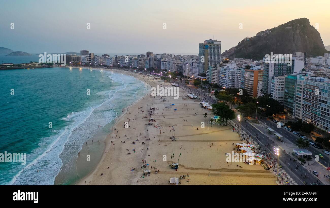 14 September 2019, Brazil, Balneário Camboriú: 14.09.2019, Brazil, Rio de  Janeiro: Drone view of the beach "Copacabana" at sunset. Photo: Gerald  Matzka/dpa-Zentralbild/ZB Stock Photo - Alamy