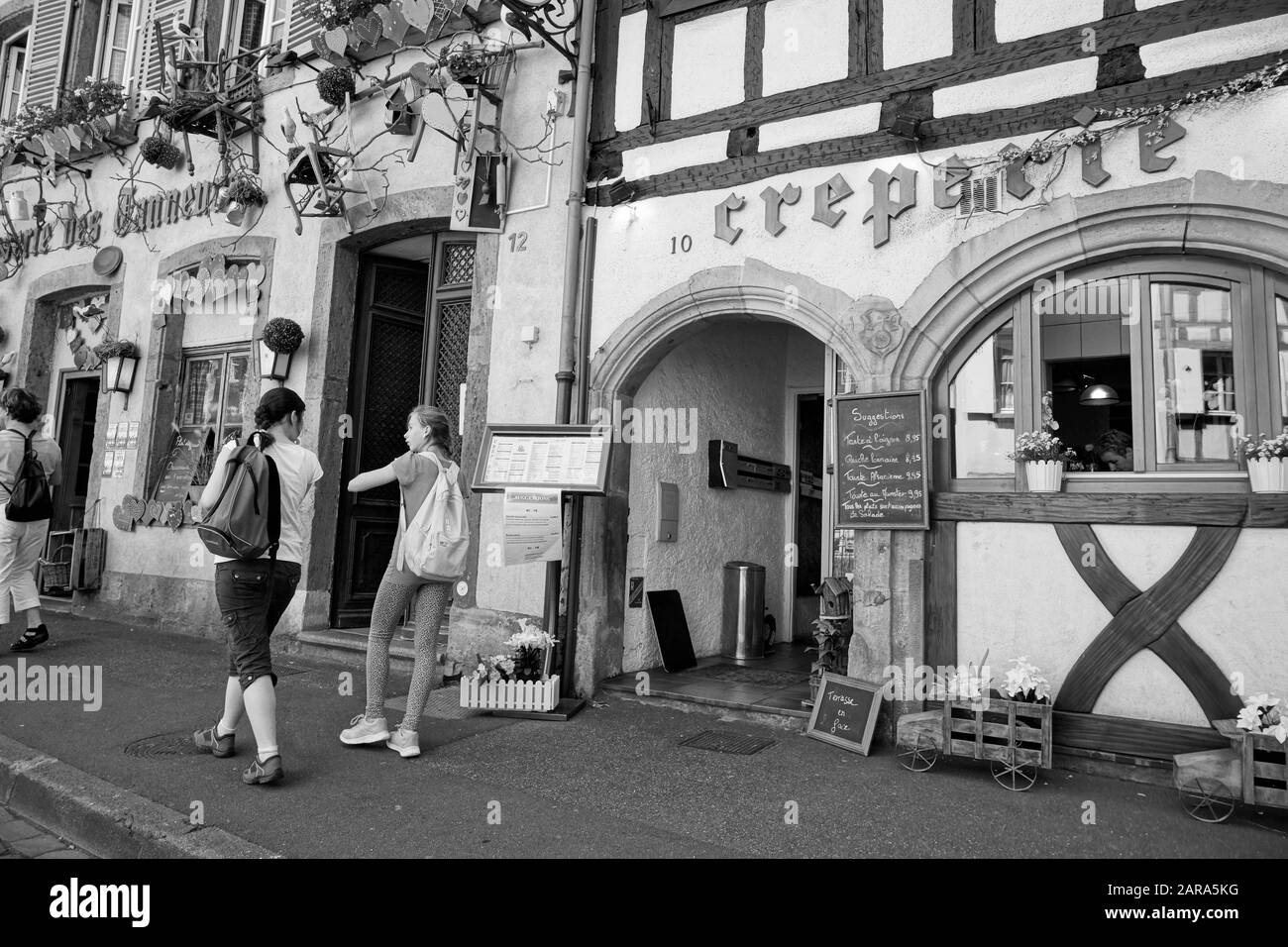 Creperie restaurant, Old building, Colmar, Haut Rhin, Grand Est, France, Europe Stock Photo