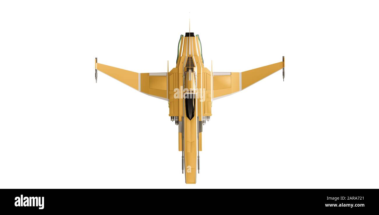 spaceship fighter isolated on white background 3d illustration Stock Photo