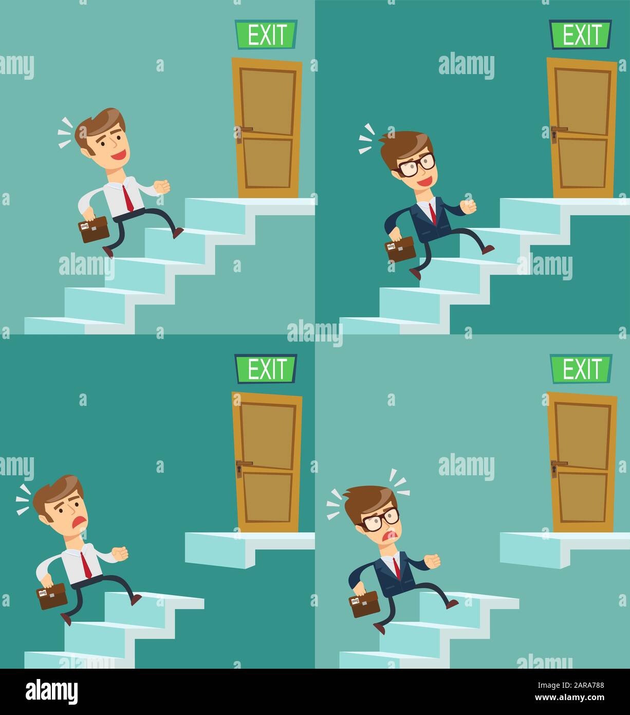 The businessman running up the stairs Stock Vector Image & Art - Alamy