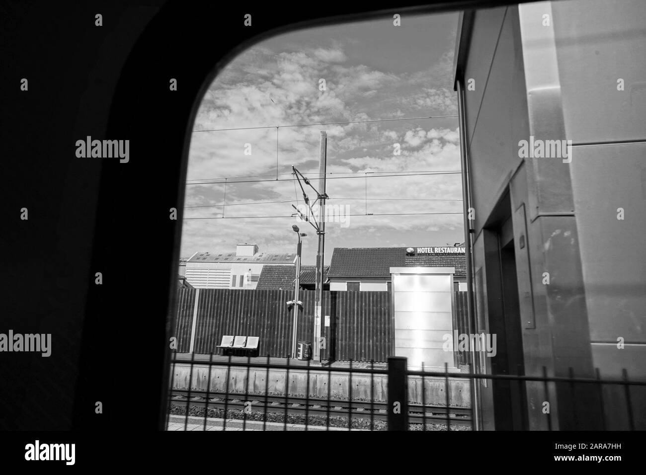 Railway Station platform, Colmar, Grand Est, Alsace, France, Europe Stock Photo