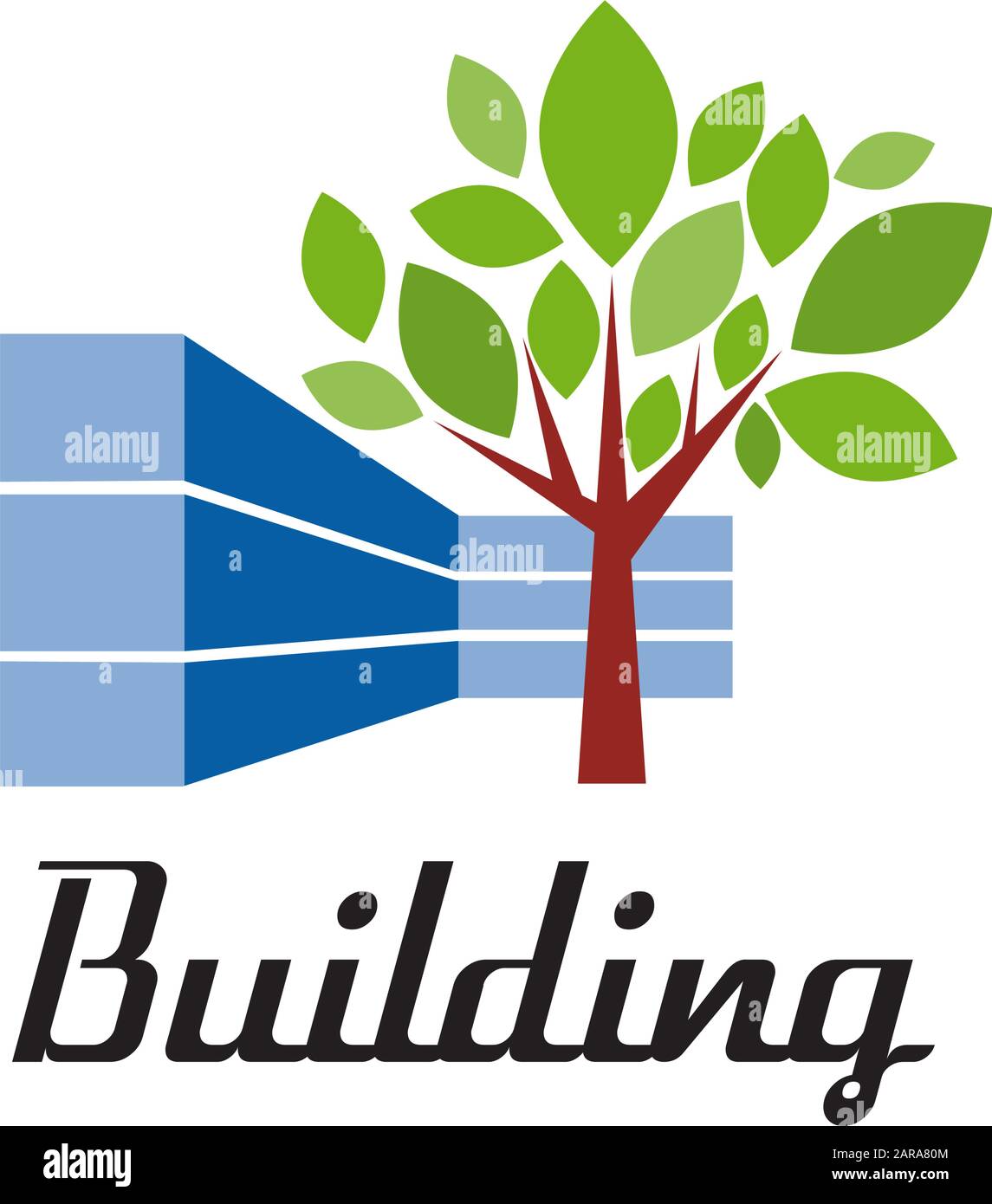Vector sign building with tree Stock Vector Image & Art - Alamy