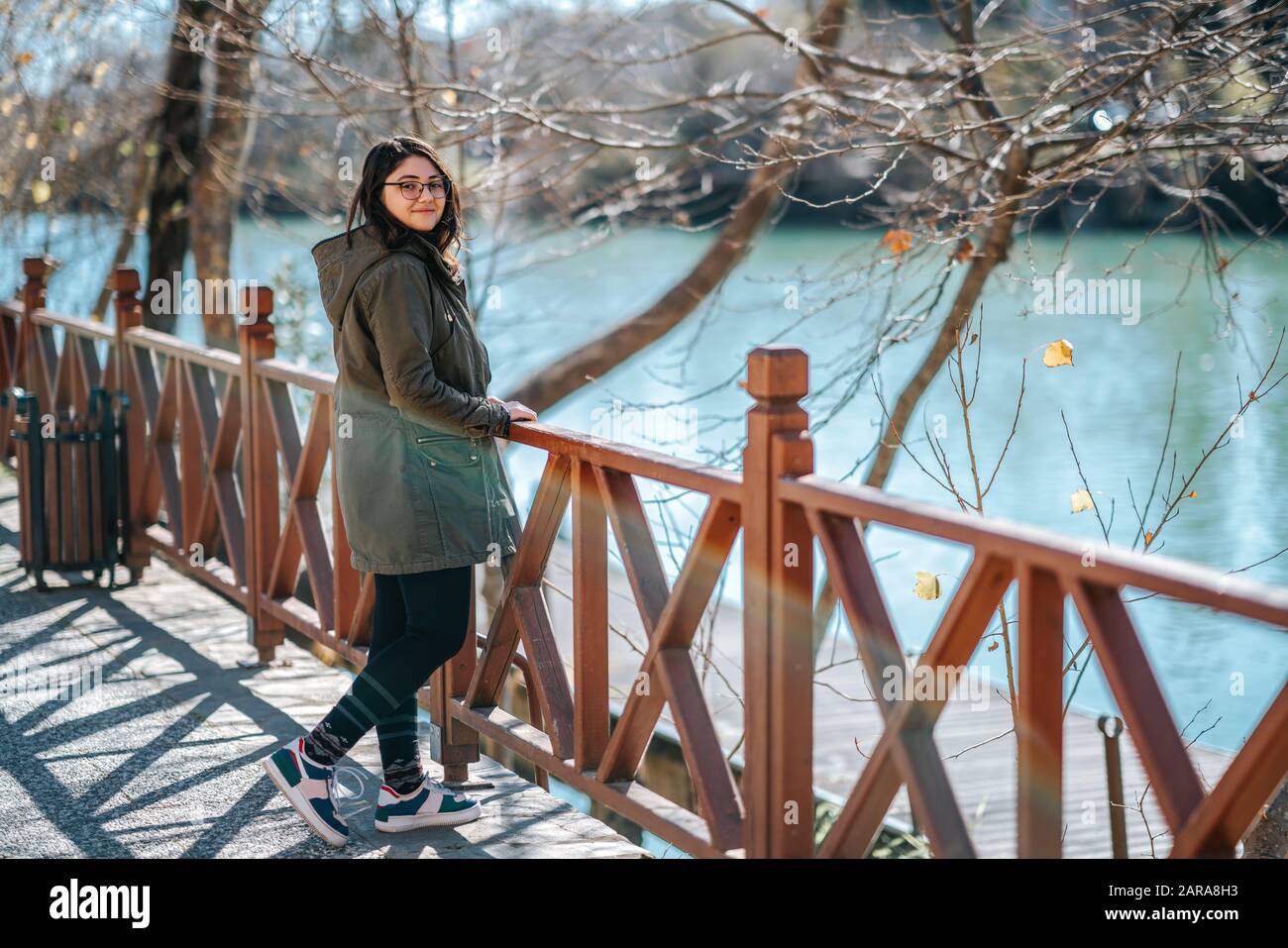 Teenage girl is walking and sightseeing beautiful places in her vacation. Tourist, hobby concept Stock Photo