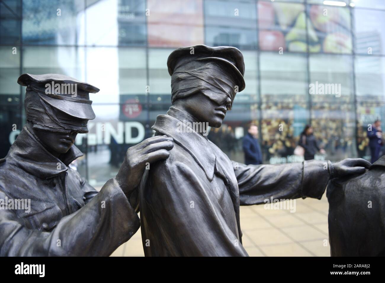 Victory Over Blindness statue, outside Manchester Piccadilly station by