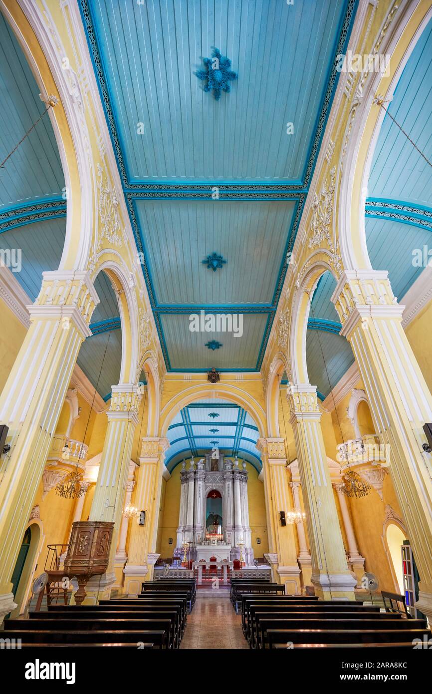 Interior view of the St. Augustine’s Church, first established by Spanish Augustinian priests in 1591. Macau, China. Stock Photo