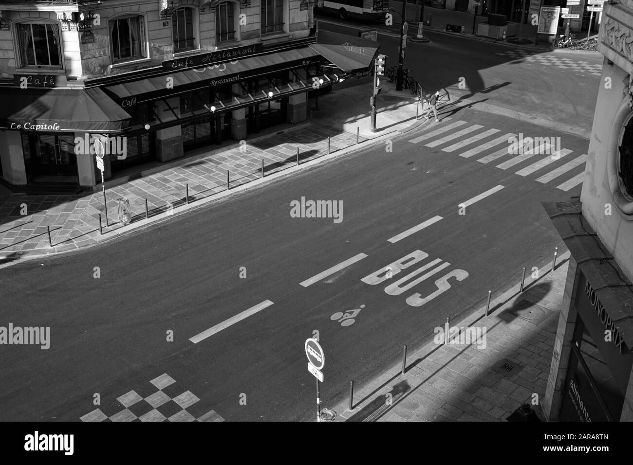 Aerial of empty road, Paris, France, Europe Stock Photo
