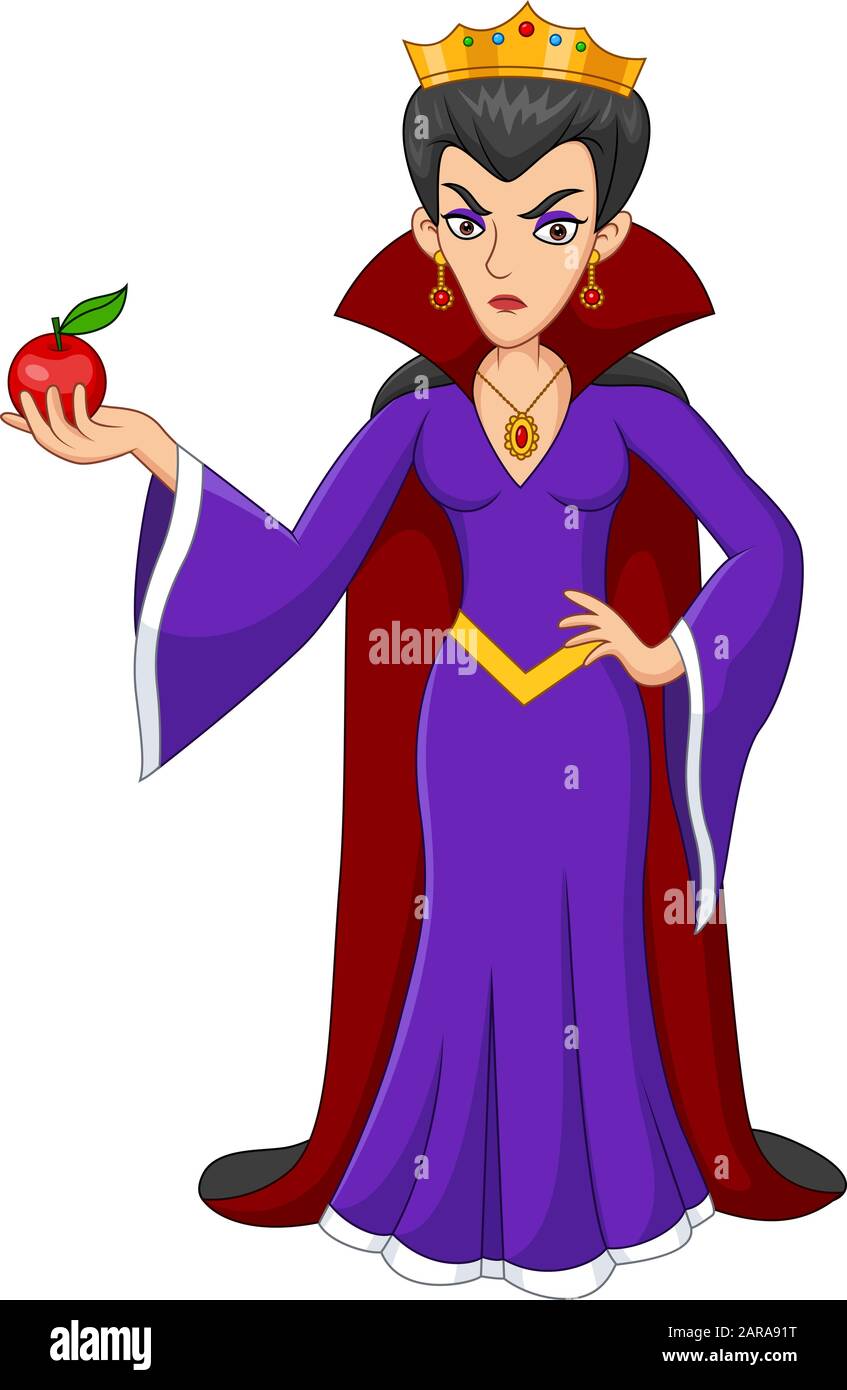 Evil Queen holding a poisoned apple Stock Vector