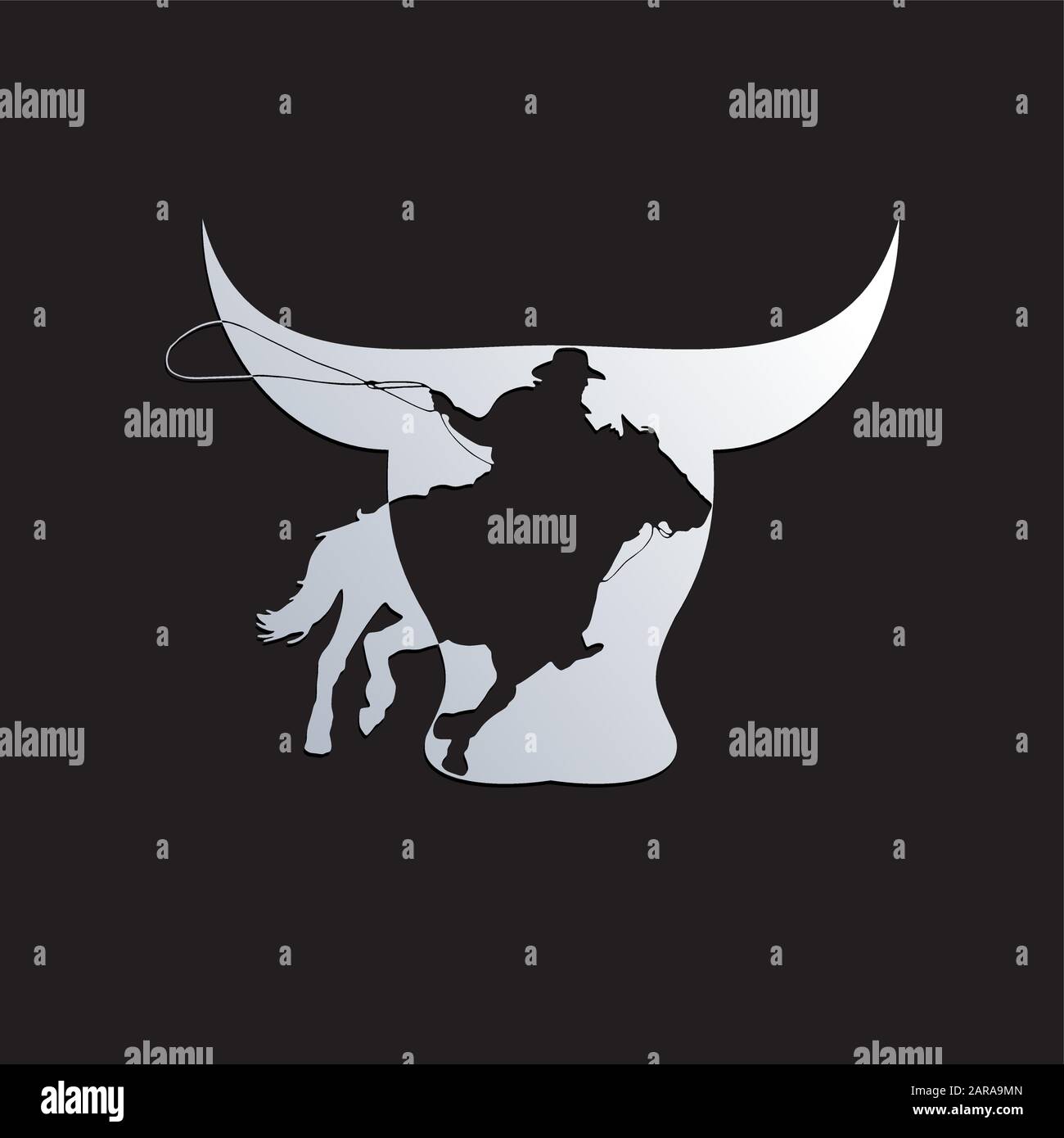 Vector sign cowboy on black background Stock Vector