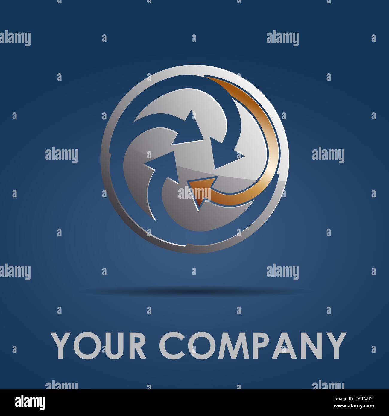 Vector sign arrows in rotation on blue background Stock Vector