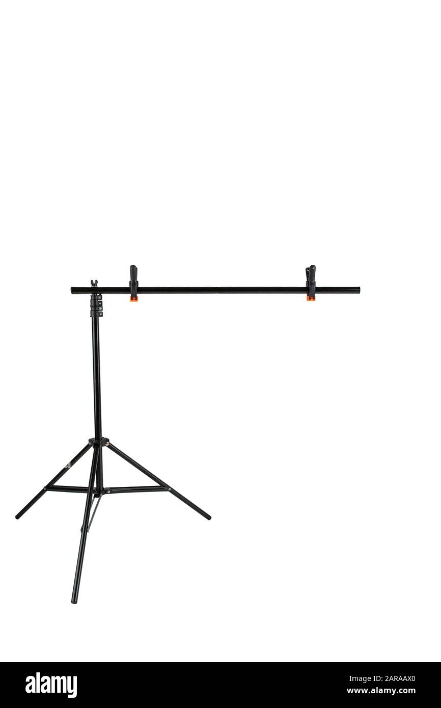 Portable background tripod holder isolated on white background. aluminum stand holder Stock Photo