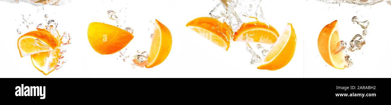 fresh orange with water splash on white Stock Photo - Alamy
