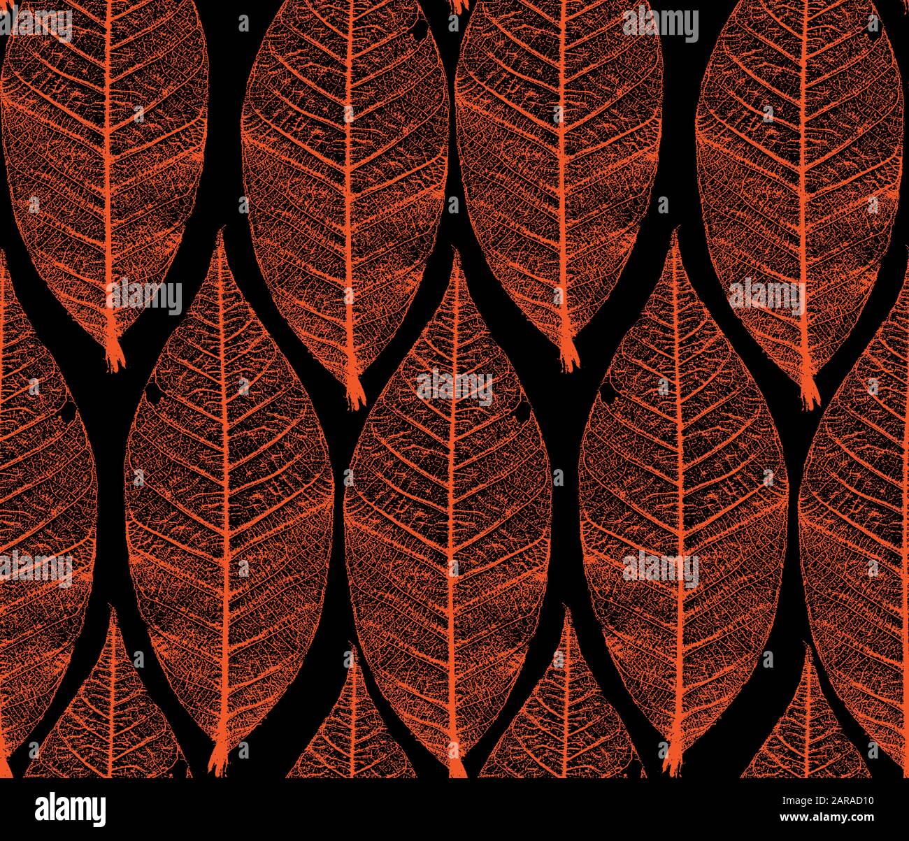 Seamless pattern with red autumn leaves on a black background. Stock Vector