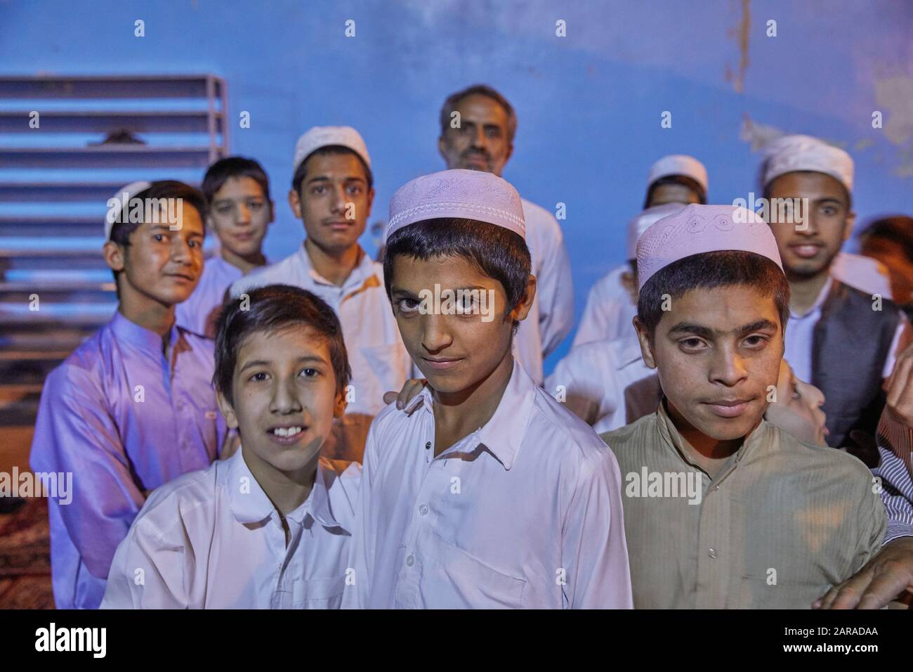 Schoolchildren of a religious school in goalbat-e Jam near the Afghan border in northwest Iran, taken on June 12th, 2017. | usage worldwide Stock Photo